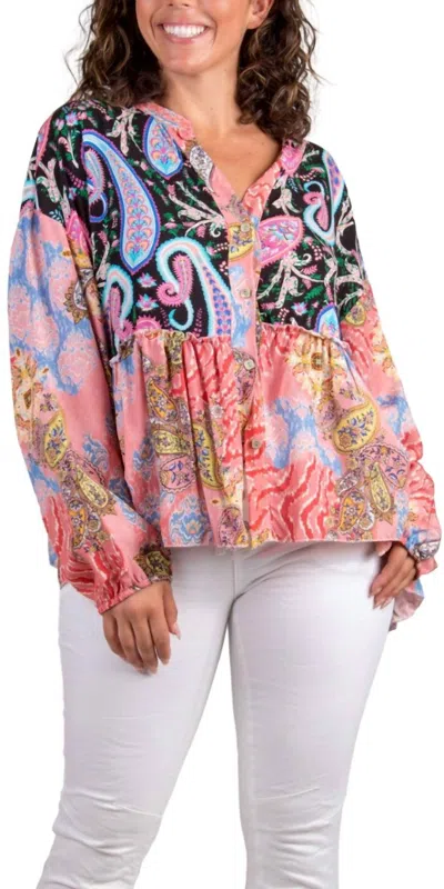 Gigi Moda Berttina Blouse In Pink/black In Multi