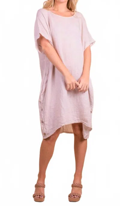 Gigi Moda Bobbio Linen Short Sleeve Midi Dress In Beige In Pink