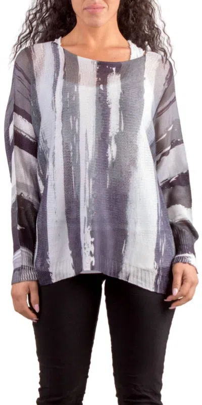 Gigi Moda Brushstroke Print Emy Batwing Sweater In Black In Multi