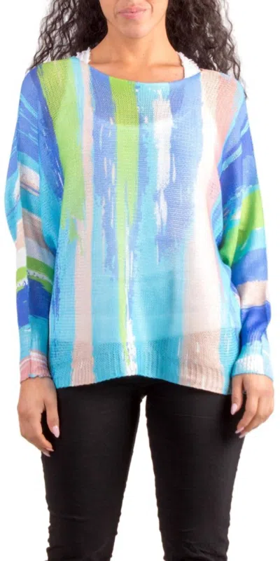Gigi Moda Brushstroke Print Emy Batwing Sweater In Turquoise In Multi