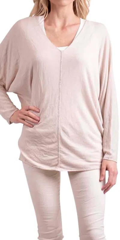 Gigi Moda Cammie V-neck Sweater In Beige In Pink