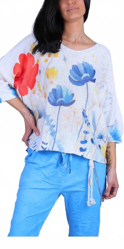 Gigi Moda Camomilla Batwing Sweater In White In Multi