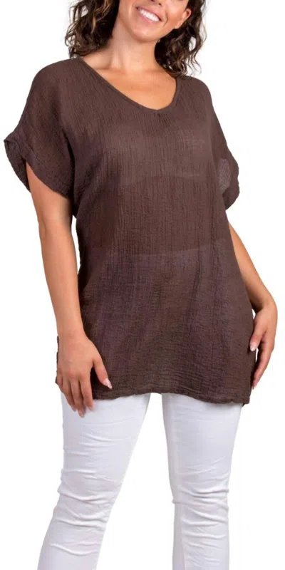 Gigi Moda Campana Cotton Top In Chocolate In Brown