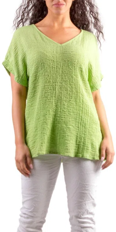 Gigi Moda Campana Cotton Top In Lime In Green