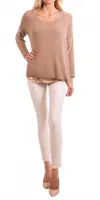 Gigi Moda Caprice Scoop Neck Textured Sweater In Camel In Brown