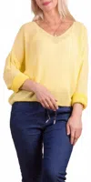 Gigi Moda Caprice Scoop Neck Textured Sweater In Yellow In Yellow