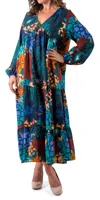 Gigi Moda Carina V-neck Maxi Dress In Turquoise In Blue
