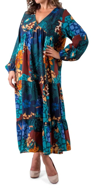 Gigi Moda Carina V-neck Maxi Dress In Turquoise In Blue