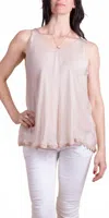 Gigi Moda Carino Silk Sleeveless Top In Beige In Neutral