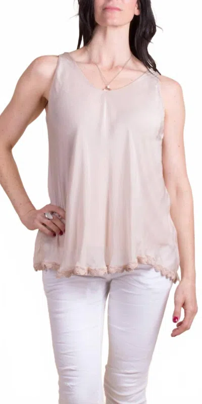 Gigi Moda Carino Silk Sleeveless Top In Beige In Neutral