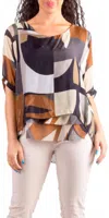 Gigi Moda Carmelina Graphic Silk Kaftan In Black In Blue
