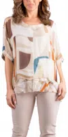 Gigi Moda Carmelina Graphic Silk Kaftan In Cream In White