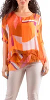 Gigi Moda Carmelina Graphic Silk Kaftan In Orange In Orange