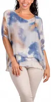 Gigi Moda Carmelina Watercolor Silk Kaftan In Blue In Blue