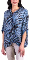 Gigi Moda Caserta Button Down Shirt In Blue In Multi