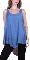 Gigi Moda Catania Silk Tank Top In Blue In Blue