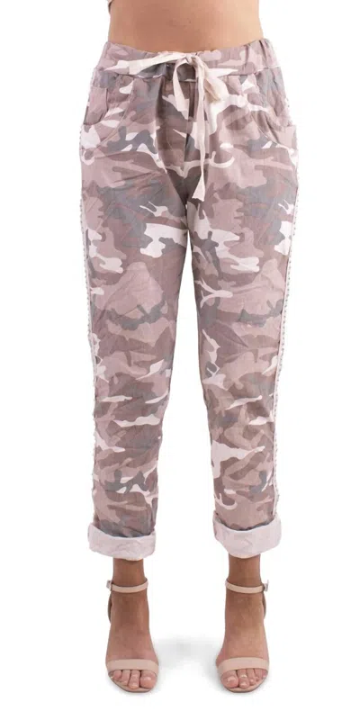 Gigi Moda Caterina Camo Slim Pants In Pink In Multi