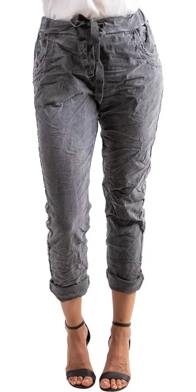 Gigi Moda Caterina Cotton Cropped Pants In Charcoal In Black