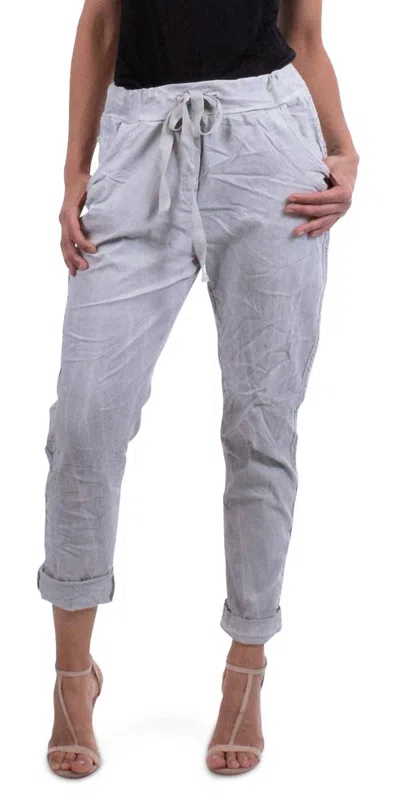 Gigi Moda Caterina Cotton Slim Pants In Gray