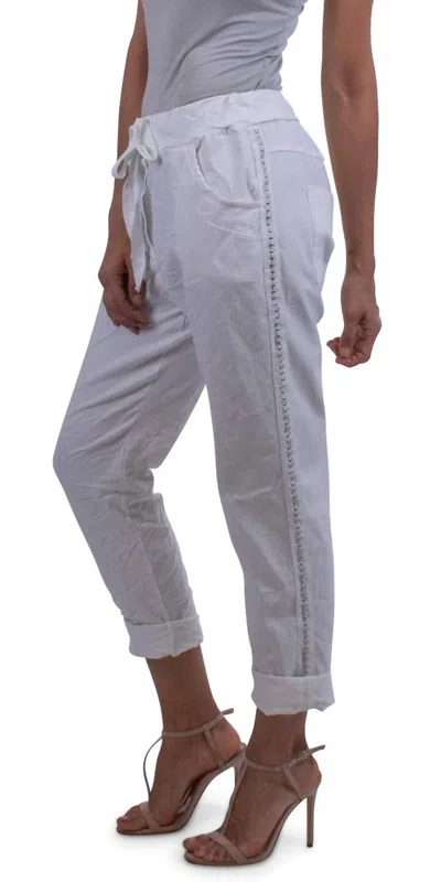Gigi Moda Caterina Cotton Slim Pants In White