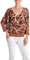Gigi Moda Cavoli Astratta Blouse In Chocolate In Multi