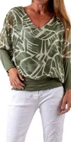 Gigi Moda Cavoli Astratta Blouse In Olive In Green