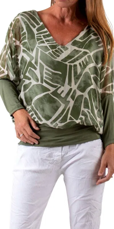 Gigi Moda Cavoli Astratta Blouse In Olive In Green