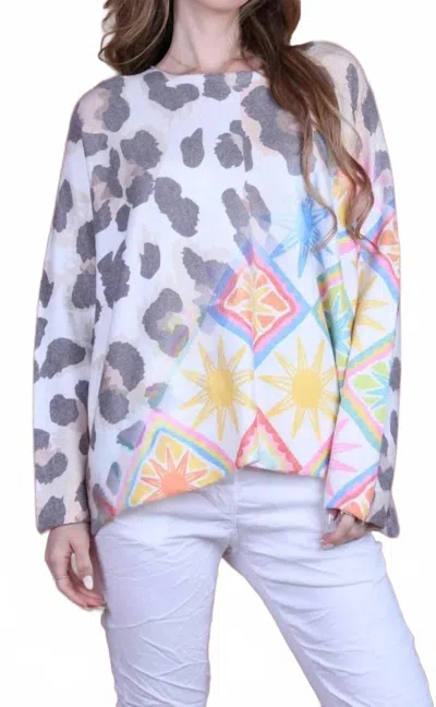 Gigi Moda Celeste Cheetah Print Sweater In White In Multi