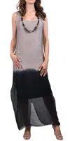 Gigi Moda Celia Two Tone Maxi Dress In Taupe In Gray