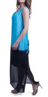 Gigi Moda Celia Two Tone Maxi Dress In Turquoise In Blue