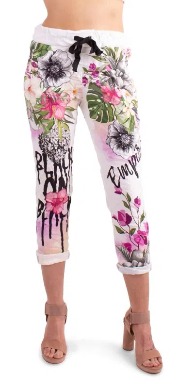 GIGI MODA CELINA FLORAL TROPICAL PANTS IN WHITE