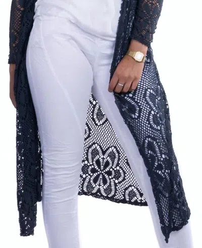 Gigi Moda Clara Long Knit Cardigan In Charcoal In Pink