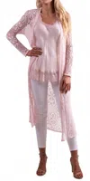 Gigi Moda Clara Long Knit Cardigan In Pink In Pink