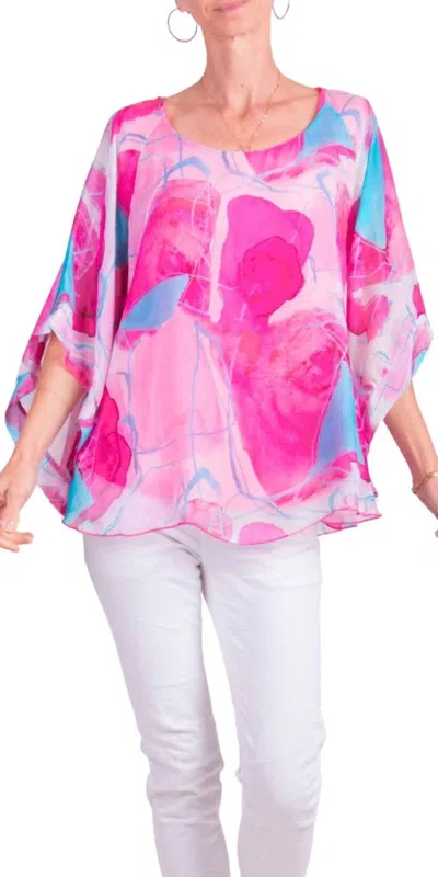 Gigi Moda Coletta Abstract Silk Top In Hot Pink