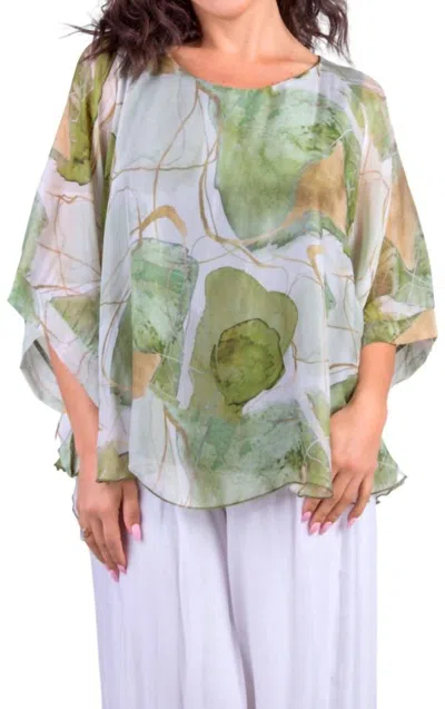 Gigi Moda Coletta Abstract Silk Top In Olive In Green