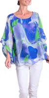 Gigi Moda Coletta Abstract Silk Top In Royal Blue In Blue