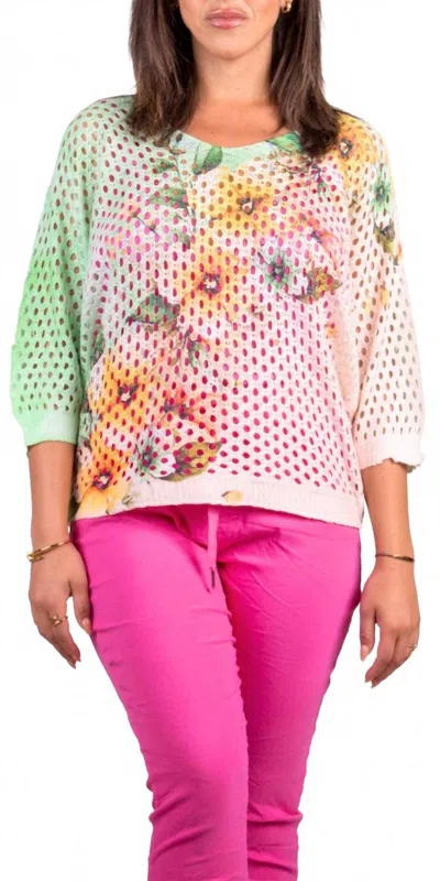 Gigi Moda Collete Batwing Knit Top In Yellow/lime In Multi