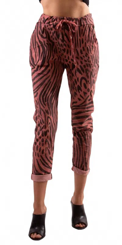 Gigi Moda Cornelia Zebra Slim Pants In Sienna In Gold