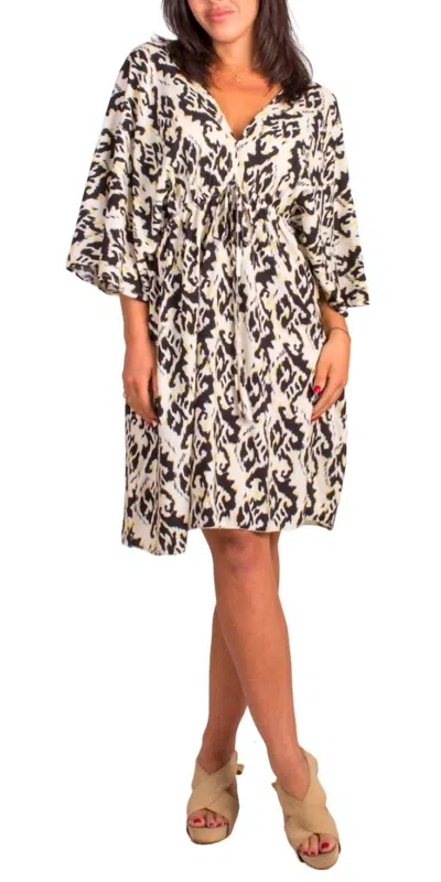 Gigi Moda Corta Ikat Print Mini Dress In Black In Multi