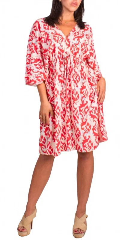 Gigi Moda Corta Ikat Print Mini Dress In Coral In Multi