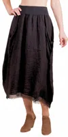 Gigi Moda Cremona Linen Midi Skirt In Black In Black