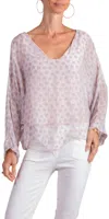 Gigi Moda Daisy Print Isabetta Scoop Neck Top In Cream In Pink