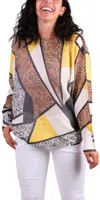 Gigi Moda Daria Abstract Leopard Print Batwing Sweater In Yellow In Yellow
