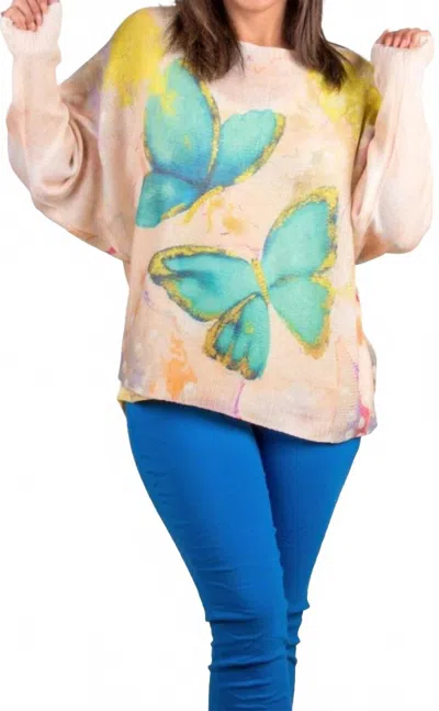 Gigi Moda Daria Batwing Sweater With Butterfly Print In Beige In Neutral