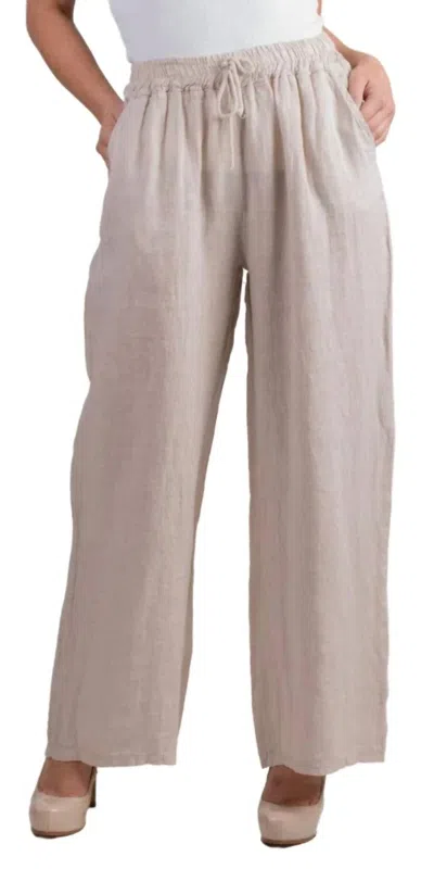 Gigi Moda Delfina Linen Pants In Cream In Brown