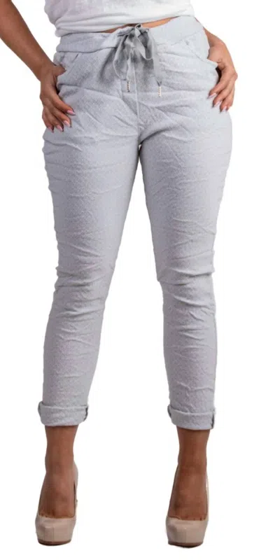 Gigi Moda Diamante Tie-waist Pants In Dove Gray