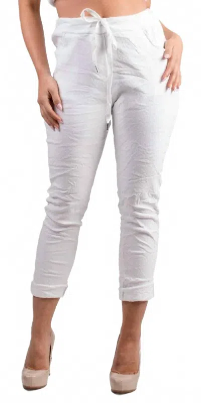 Gigi Moda Diamante Tie-waist Pants In White