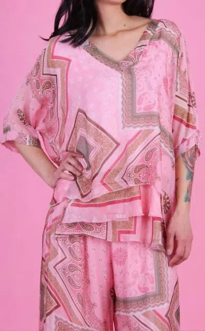 Gigi Moda Cavoli Bandana Blouse In Pink In Multi