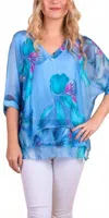 Gigi Moda Diana Bloom Floral Blouse In Baby Blue In Blue