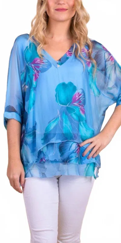 Gigi Moda Diana Bloom Floral Blouse In Baby Blue
